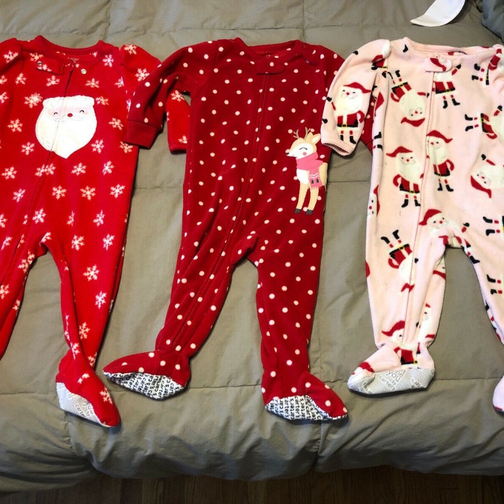 Lot of 3 Carter's Christmas Pajamas 12M